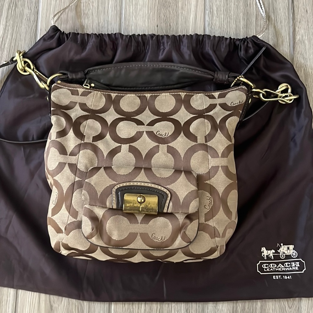 Coach Khaki Brown Kristin Signature Hobo Shoulder bag #14911